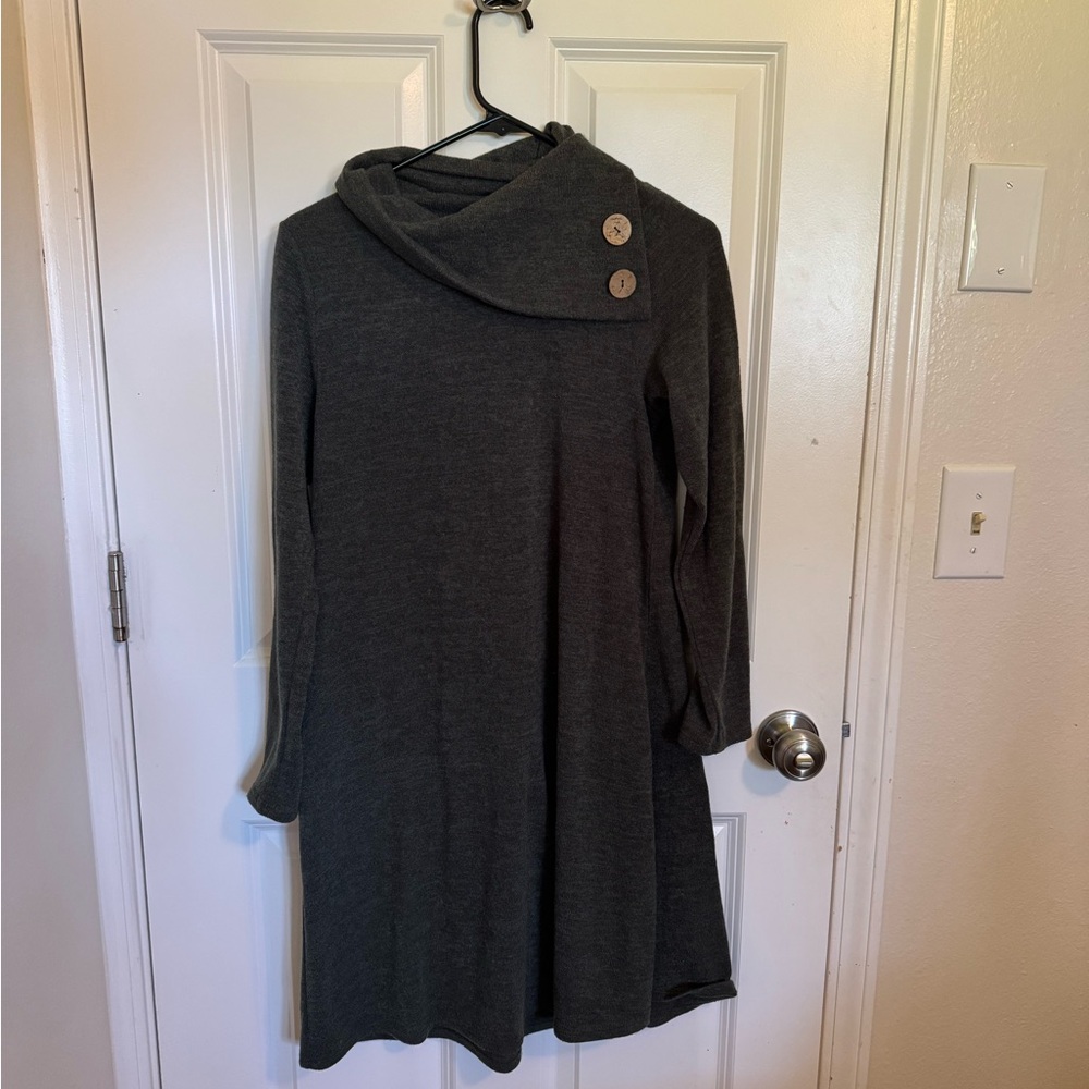 Chris & Carol Charcoal green Cowl Neck Sweater Dress or Tunic